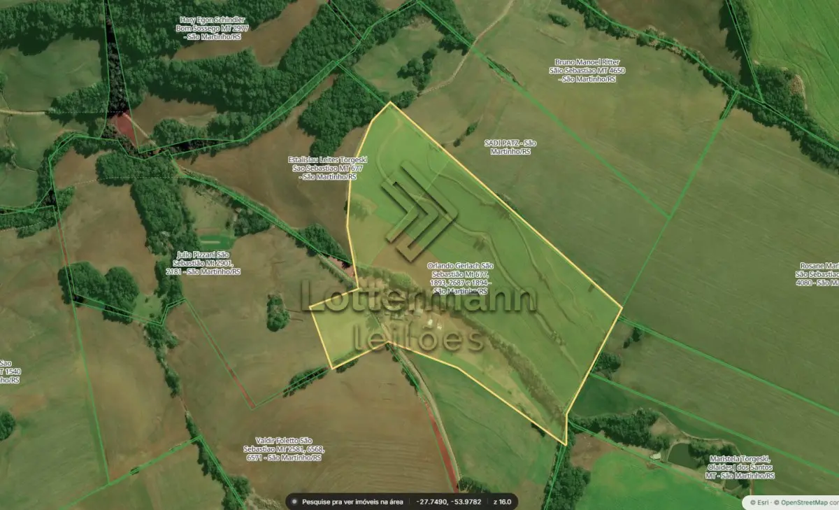 LOTE 001 - IMÓVEL RURAL MATRÍCULA 1.894 DO CRI DE SÃO MARTINHO/RS